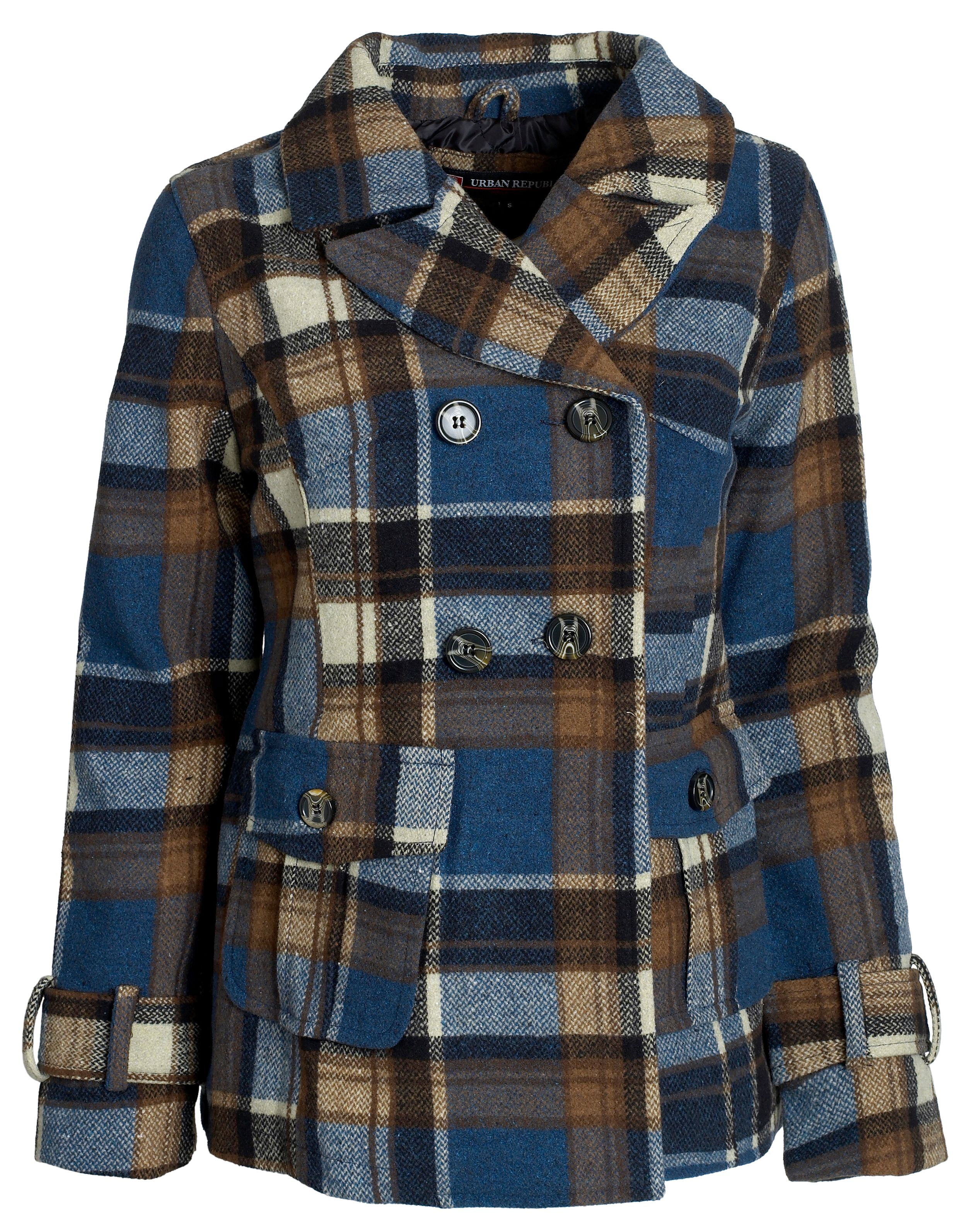 Prom Dresses Kohl S Le3no Womens Plaid Toggle Duffle Pea Coat Jacket With Hoo